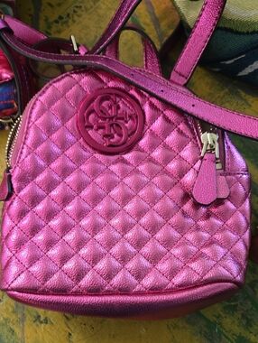 Guess Metallic Hot Pink Quilted Crossbody Bag